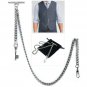 Albert Chain Silver Color Pocket Watch Chain for Men Vintage Key Fob T Bar AC54N