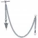 Silve Color Albert Chain Pocket Watch Chain Spear Arrowhead Fob Swivel Clasp 220