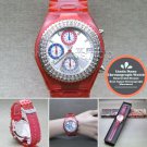 Multifunction Women Wristwatch Japan VD57 SII Chrono Movement Date Stones Bezel