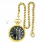 Pocket Watch Mechanical Heritage Time Gold Solid Brass Men 50 MM with Chain C22
