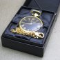 Pocket Watch Mechanical Heritage Time Gold Solid Brass Men 50 MM with Chain C22