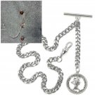 Silver Color Albert Pocket Watch Chain Queen Elizabeth Fob  Swivel Clasp AC205