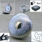 Pocket watch Silver Color Men Watch 42 MM Arabic Numbers Dial Fob Chain P190B