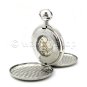 Pocket Watch Mechanical Silver Color Double Hunter for Men Big 50 mm with Chain