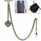 Albert Chain Bronze Pocket Watch Chain for Men Compass Design Fob AC09N