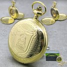 Pocket Watch Gold Skeleton FLYING SCOTSMAN Double Full Hunter on Fob Chain C27 Pocket Watch Gold Skeleton FLYING SCOTSMAN Double Full Hunter on Fob Chain C27