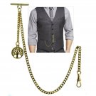 Albert Chain Gold Color Pocket Watch Chain Fob Chain T Bar Life Tree Fob AC103N
