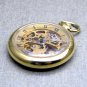 Pocket Watch Mechanical Skeleton Gold Color 43 MM for Men Roman Nrs and Chain 45