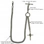 Albert Chain Bronze Pocket Watch Chain for Men with Cross Design Fob Chain