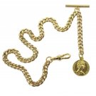 Albert Chain Gold Pocket Watch Chain Queen Elizabeth Coin Fob Swivel Clasp AC79