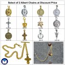 Pocket Watch Chain Men Albert Chain X 2 with Classic Fob and Swivel Clasp T Bar