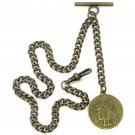 Bronze Pocket Watch Albert Vest Chain Ancient Coin Fob T Bar Albert Swivel Clasp