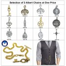 Albert Chain Men Pocket Watch Chain X 2 with Classic Fob and Swivel Clasp T Bar Albert Chain Men Pocket Watch Chain X 2 with Classic Fob and Swivel Clasp T Bar