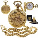 Memorial Gold UNION PACIFIC Locomotive Pocket Watch 48 MM with Day & Date NIB Memorial Gold UNION PACIFIC Locomotive Pocket Watch 48 MM with Day & Date NIB