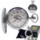 Memorial Silver UNION PACIFIC Locomotive Pocket Watch 47 MM with Date NIB C89
