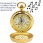 Gold Pocket Watch Set US Presidency 53 mm with Melody Luminous Dial and Wood Box