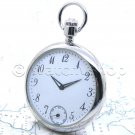 Pocket Watch with Small Second 2 Inches Men Big Size Silver Tone with Fob Chain