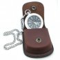 DANBURY Pocket Watch Men STEEL Case Black Dial with Leather Pouch and Fob Chain