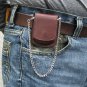 DANBURY Pocket Watch Men STEEL Case Black Dial with Leather Pouch and Fob Chain