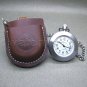 DAKOTA Pocket Watch Men STEEL Case Pocket Watch with Leather Pouch and Fob Chain
