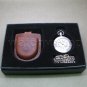 DAKOTA Pocket Watch Men STEEL Case Pocket Watch with Leather Pouch and Fob Chain