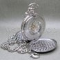 Silver Mechanical Double Hunter Pocket Watch for Men Big 50 mm with Chain C24
