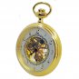 Mechanical Pocket Watch Gold 17 Jewels Skeleton Big 50 mm Men Chain & Box C90