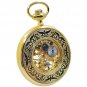 Mechanical Pocket Watch Gold 17 Jewels Skeleton Big 50 mm Men Chain & Box C90