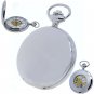 Pocket Watch 17 Jewels Mechanical Skeleton Silver Color Men with Fob Chain P42