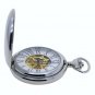 Pocket Watch 17 Jewels Mechanical Skeleton Silver Color Men with Fob Chain P42