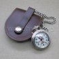 Antique Mickey Mouse Animal Kingdom Pocket Watch Gift Set Leather Pouch + Chain