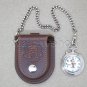 Antique Mickey Mouse Animal Kingdom Pocket Watch Gift Set Leather Pouch + Chain