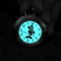 Antique Mickey Mouse Animal Kingdom Pocket Watch Gift Set Leather Pouch + Chain
