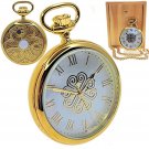 Pocket Watch 14K Gold Plated Men Big Heavy Brass Watch MOP Dial + MOP Stone C92