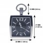 Pocket Watch SQUARE Solid Stainless Steel Case Curve Mineral Len Fob Chain P255