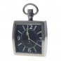 Pocket Watch SQUARE Solid Stainless Steel Case Curve Mineral Len Fob Chain P255