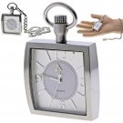 Square Pocket Watch Solid Stainless Steel Case Curve Mineral Len Fob Chain P256