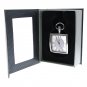Square Pocket Watch Solid Stainless Steel Case Curve Mineral Len Fob Chain P256