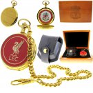 LIVERPOOL Football Club Pocket Watch Set Big with Leather Pouch and Wood Box C84