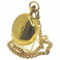 Gold Pocket Watch Mechanical Skeleton Double Hunter Arabic Dial Fob Chain 47 MM