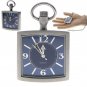 Pocket Watch SQUARE Solid Stainless Steel Case Curve Mineral Len Fob Chain P257