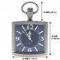Pocket Watch SQUARE Solid Stainless Steel Case Curve Mineral Len Fob Chain P257