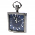 Pocket Watch SQUARE Solid Stainless Steel Case Curve Mineral Len Fob Chain P257