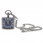 Pocket Watch SQUARE Solid Stainless Steel Case Curve Mineral Len Fob Chain P257