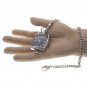 Square Silver Color Pocket Watch Solid Stainless Steel Case Curve Mineral Len Fob Chain P252