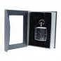 Square Silver Color Pocket Watch Solid Stainless Steel Case Curve Mineral Len Fob Chain P252