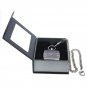 Square Silver Color Pocket Watch Solid Stainless Steel Case Curve Mineral Len Fob Chain P252