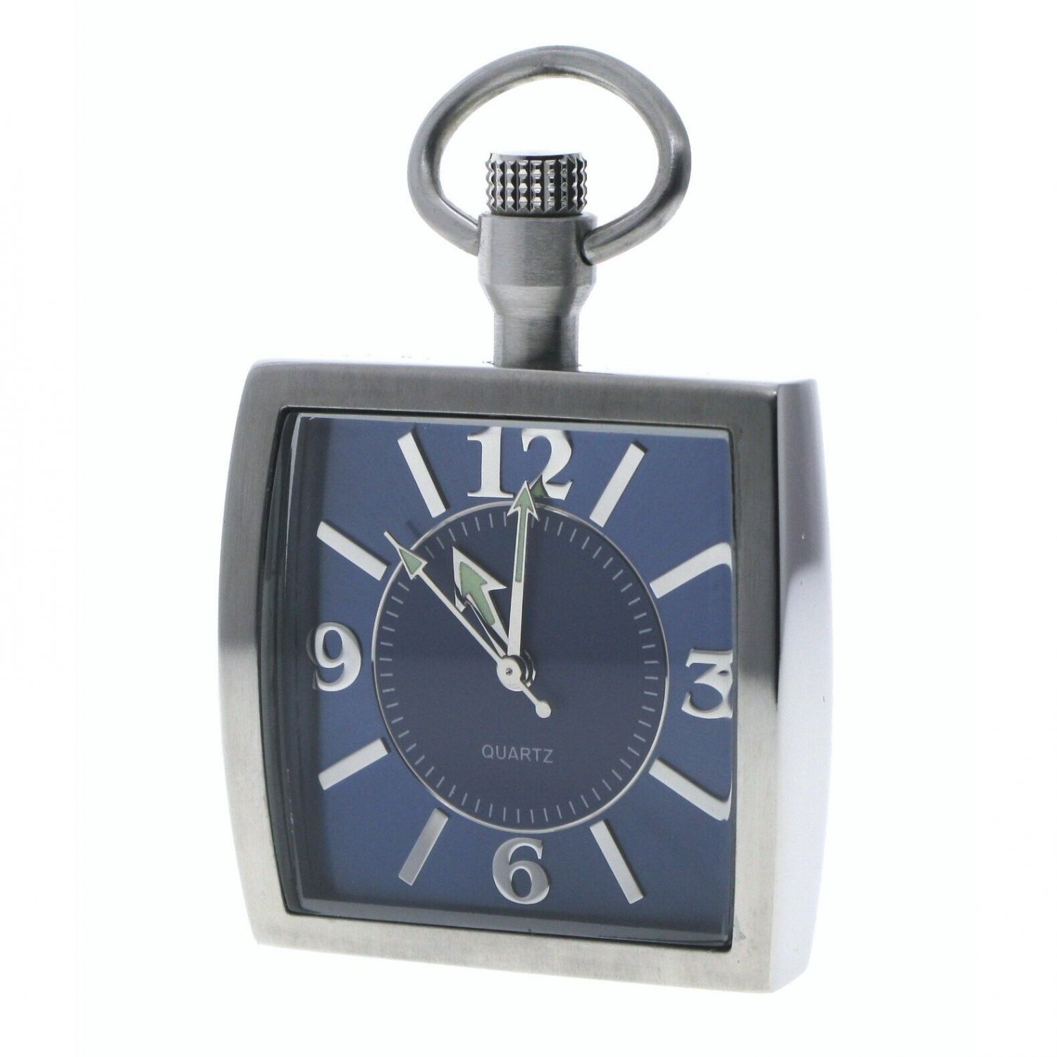 Square Pocket Watch Solid Stainless Steel Case Curve Mineral Len Fob Chain P254