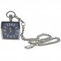 Square Pocket Watch Solid Stainless Steel Case Curve Mineral Len Fob Chain P254