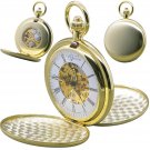 Mechanical Pocket Watch Skeleton Gold Double Hunter Men 50 mm Chain and Box P39G Mechanical Pocket Watch Skeleton Gold Double Hunter Men 50 mm Chain and Box P39G